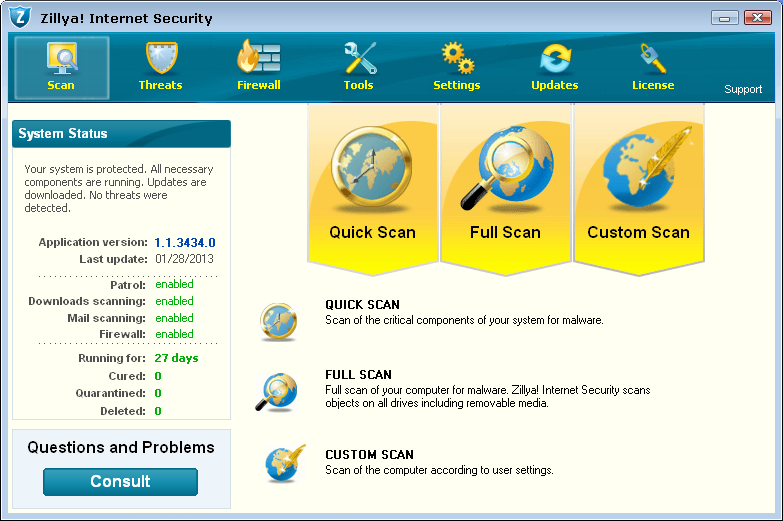 Click to view Zillya! Internet Security 1.1.3611.0 screenshot