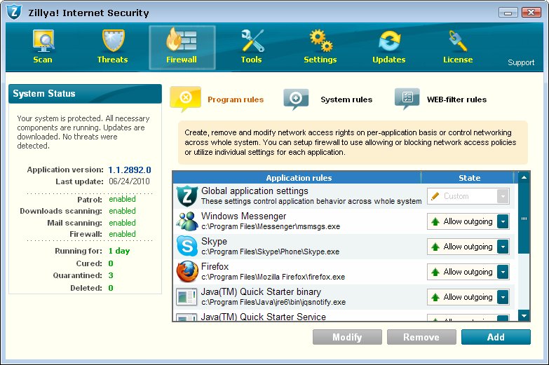 Click to view Zillya! Internet Security 1.1.3434.0 screenshot